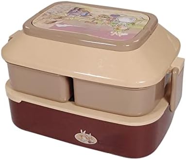 קופסא ארוחת צהריים לילדים ארנב חמוד רשת כפולה שכבות קופסא ארוחת צהריים לסטודנטים בנטו קופסא חום [גדול 1.5 ליטר]